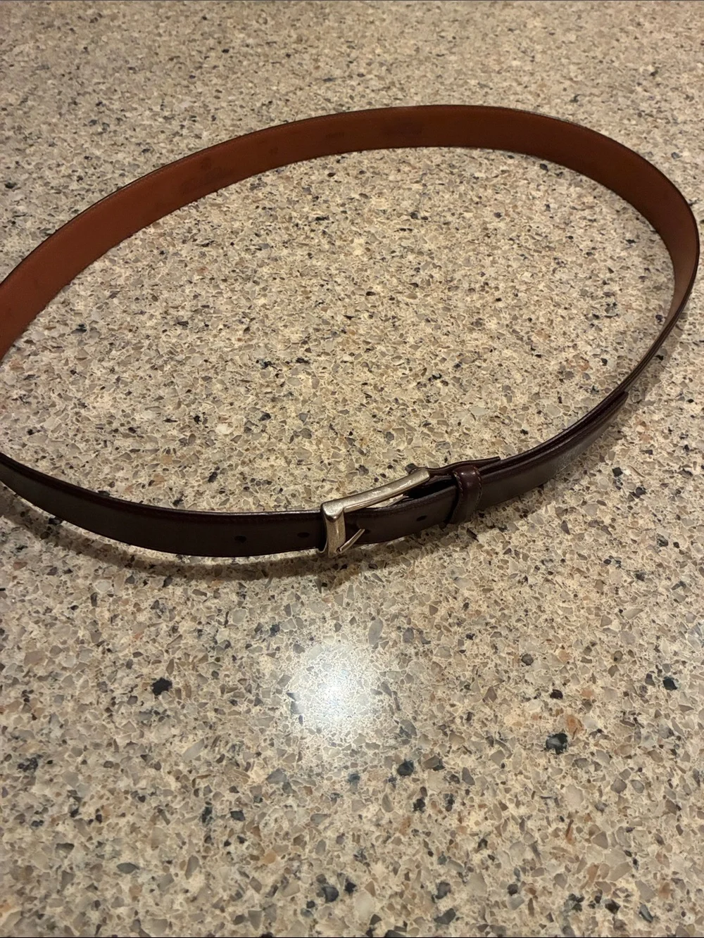 Vintage Brooks Brothers Dark Brown  Leather Belt and Silver Buckle. Italy made